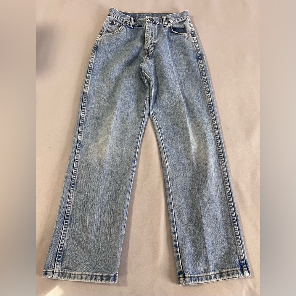 Vintage Wrangler Denim Blue Unisex Kids Juniors Jeans Sz 16 Reg. Straight leg